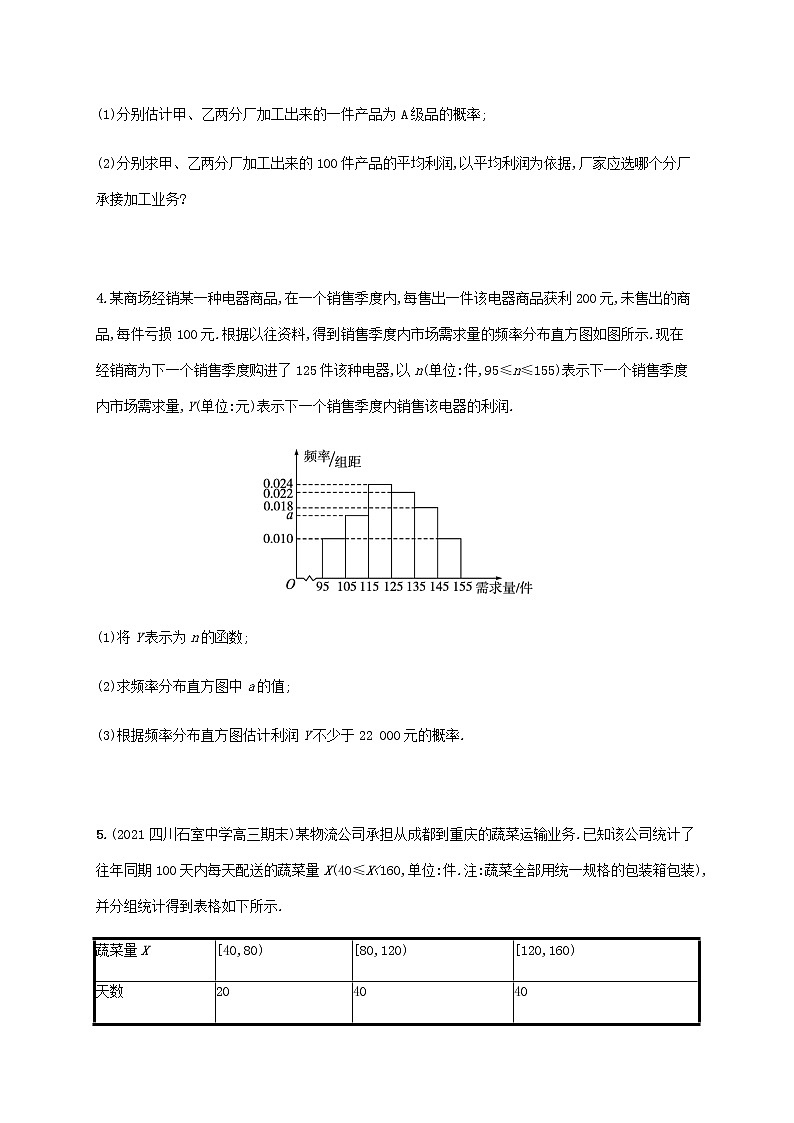 广西专用高考数学一轮复习高考大题专项练6高考中的概率统计与统计案例含解析新人教A版文第3页