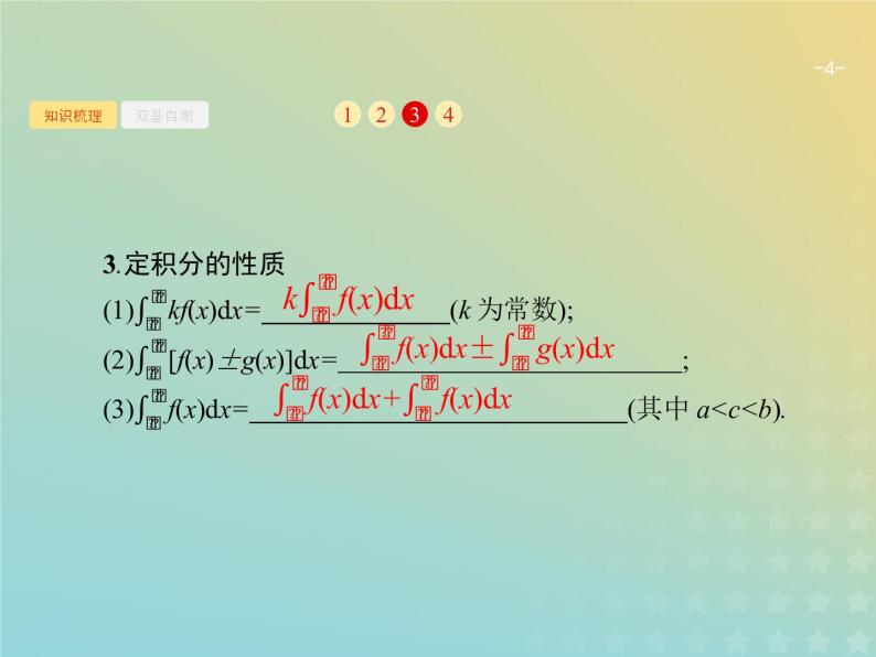 广西专用高考数学一轮复习第三章导数及其应用5定积分与微积分基本定理课件新人教A版理04