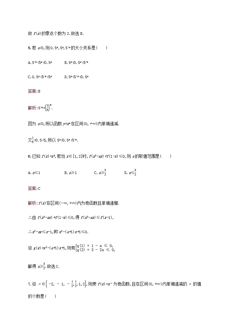高考数学一轮复习考点规范练10幂函数与二次函数含解析新人教A版文03
