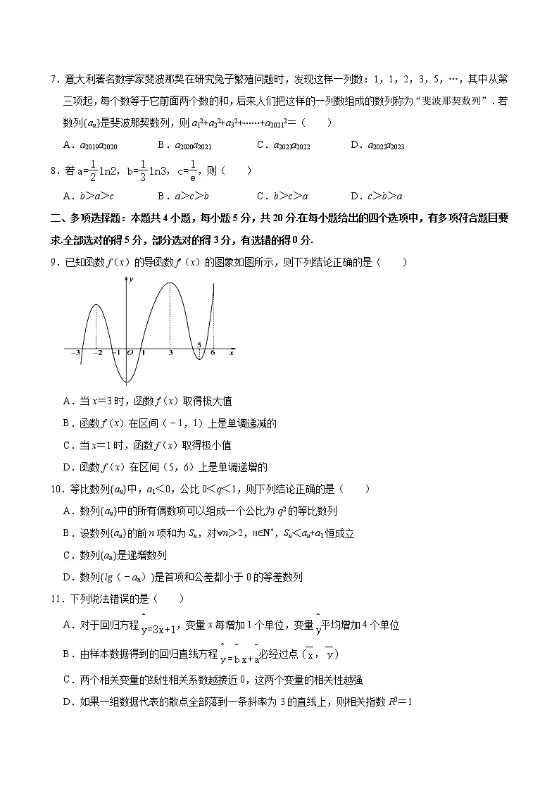 山东省淄博市2020-2021学年高二下学期数学期末考试试卷02