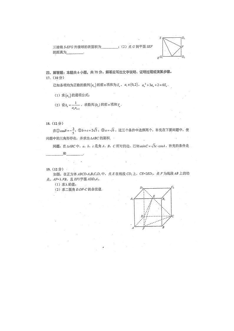 2021麻城实验高级中学高三下学期第六次模拟考试数学试卷含答案第3页