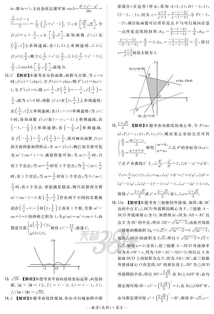 2021“超级全能生”高三全国卷地区3月联考试题(乙卷)数学(文)PDF版含解析02