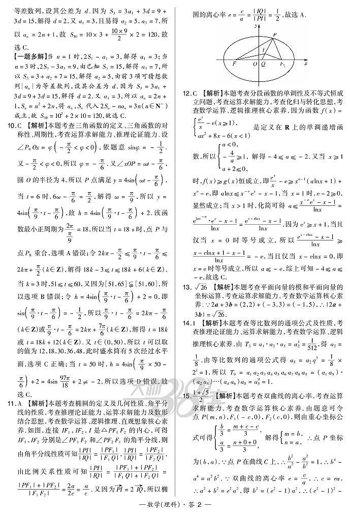 2021“超级全能生”高三全国卷地区3月联考试题(乙卷)数学(理)PDF版含解析02