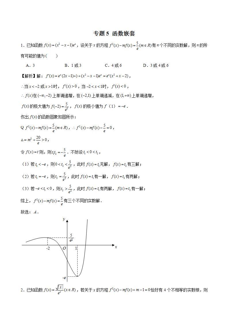 2023年新高考数学函数压轴小题专题突破  专题5 函数嵌套问题01