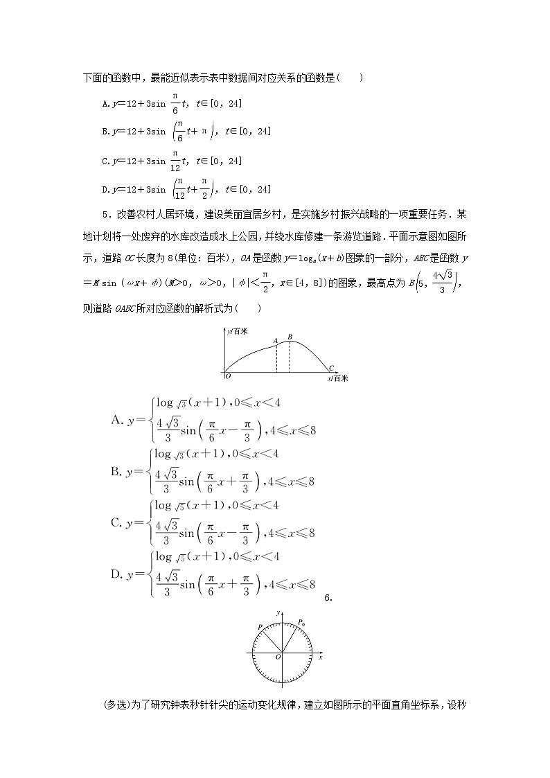 2022_2023学年新教材高中数学课时作业五十三角函数模型的简单应用湘教版必修第一册02