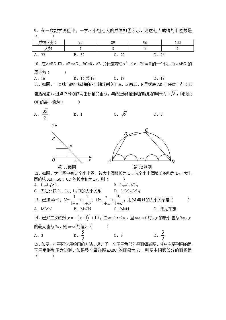 长郡中学2021-2022学年度高一第一学期入学考试数学试题(原卷)第2页