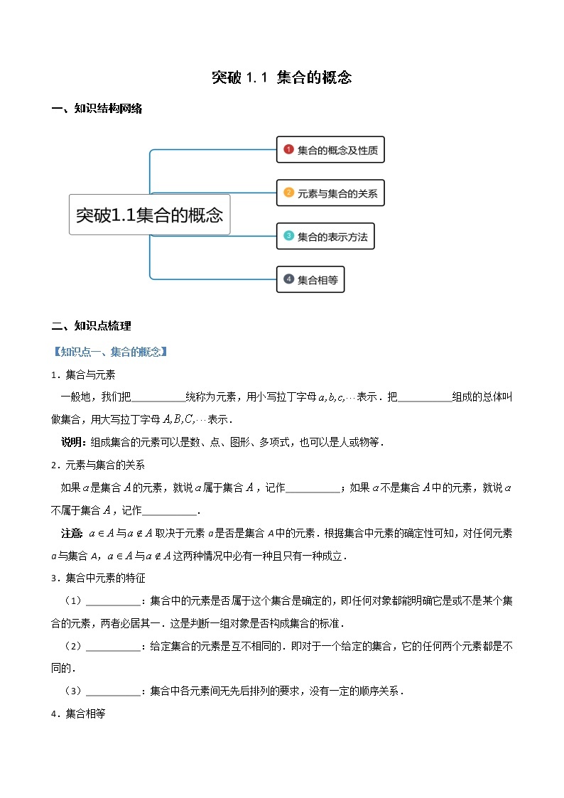 突破1.1集合的概念（重难点突破）-【新教材精选】2022-2023学年高一数学重难点课时训（人教A版2019必修第一册）01