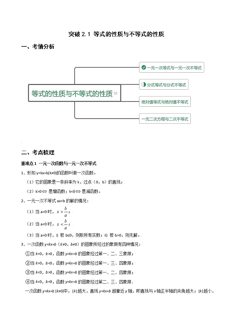 突破2.1 等式的性质与不等式的性质(重难点突破)(原卷版)2022-2023学年高一数学重难点课时训 (人教A版2019必修第一册)第1页