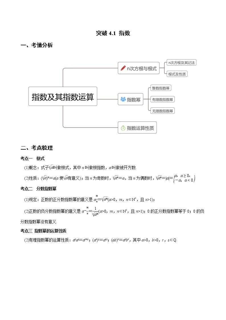 突破4.1 指数（重难点突破）-【新教材精选】2022-2023学年高一数学重难点课时训 （人教A版2019必修第一册）01