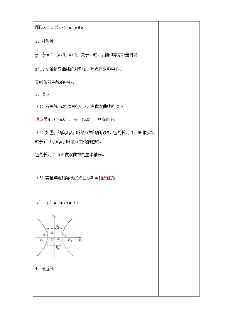 高中数学选择性必修一  3.2.2 双曲线的简单几何性质 教学设计03