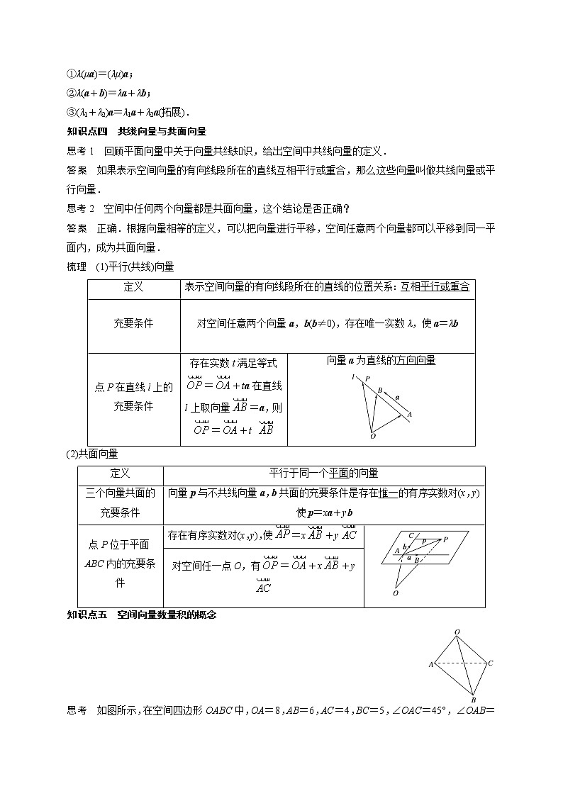 高中数学选择性必修一 1.1 空间向量及其运算教学设计第3页