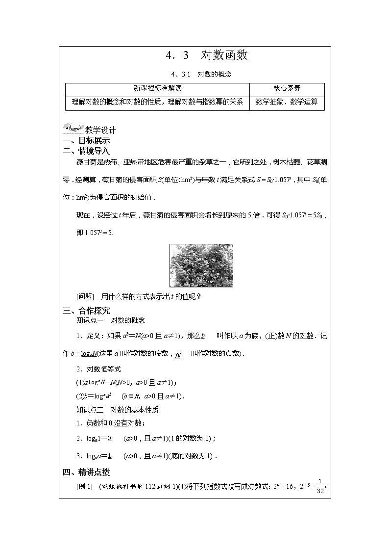 4.3.1 对数的概念 教案  湘教版(2019)高中数学必修第一册01