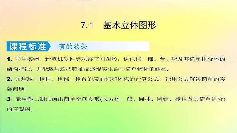 广东专用2023版高考数学一轮总复习第七章立体几何7.1基本立体图形课件第1页
