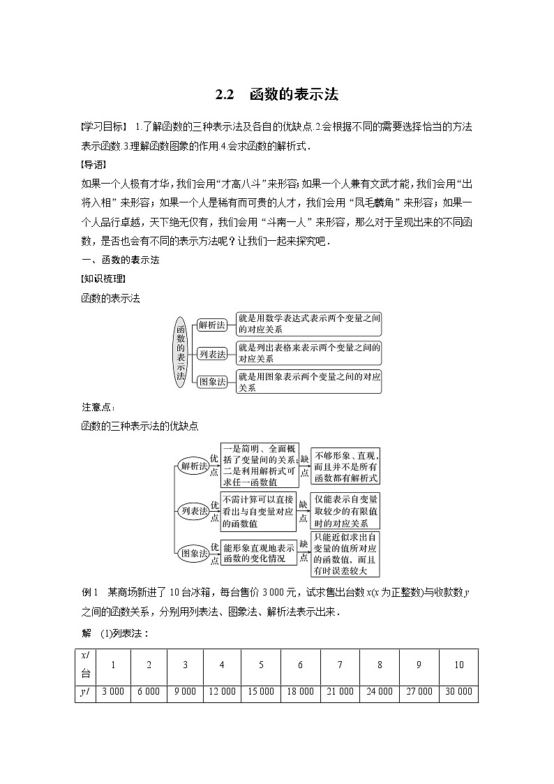 新教材北师大版学习笔记必修一第二章 2【学案+同步课件】.2 函数的表示法01