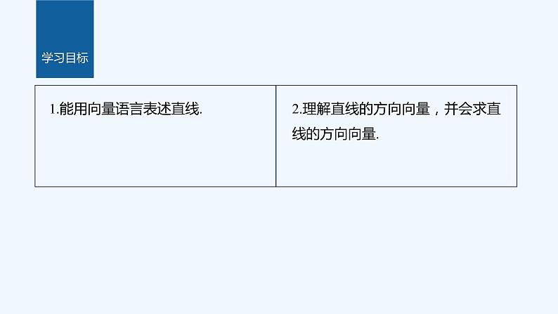 新教材北师大版步步高选择性必修一【学案+同步课件】第三章 4.1 第1课时 直线的方向向量与直线的向量表示02