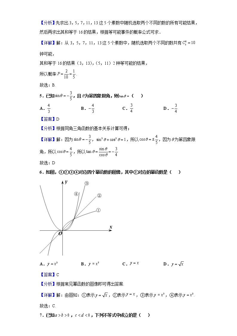 2021年湖北省普通高中学业水平合格性考试数学试题含解析02