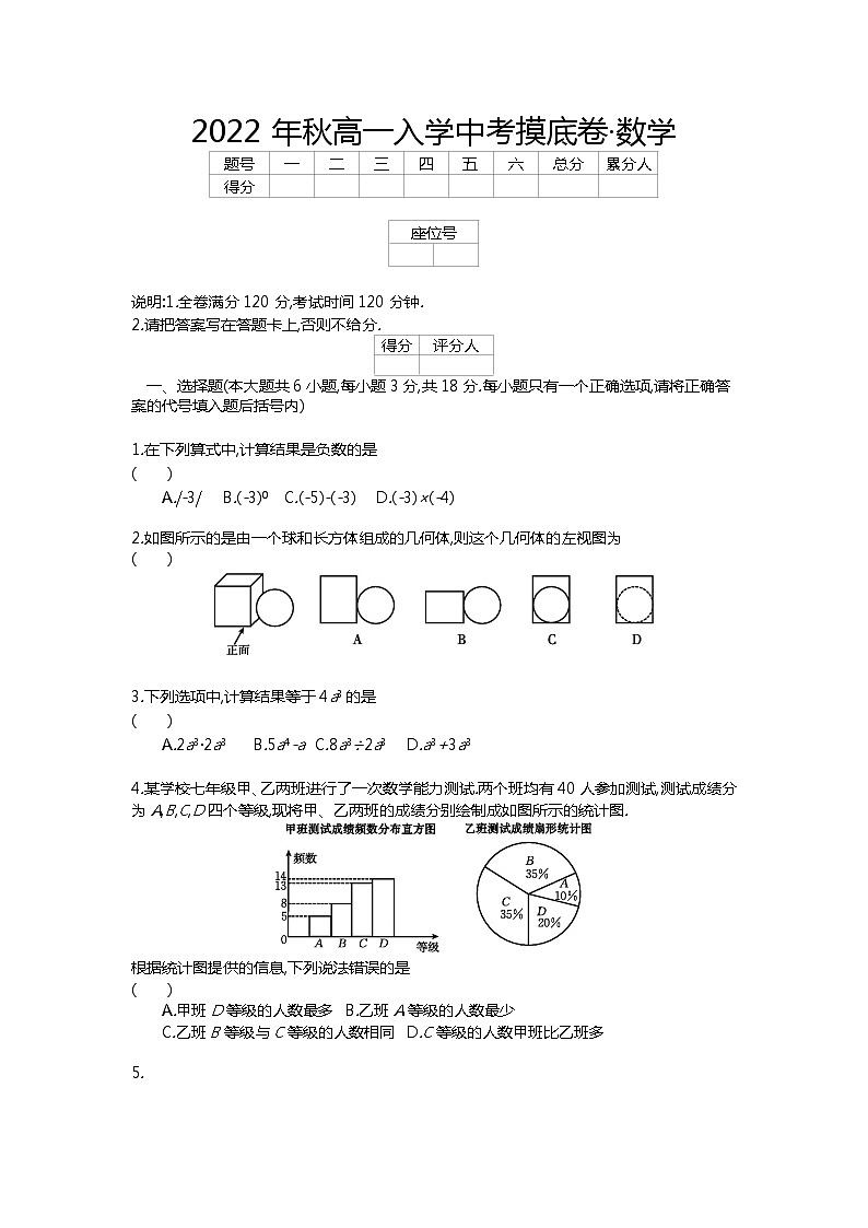 四川省南充市仪陇宏德中学2022-2023学年高一上学期开学考试数学试题(Word版含答案)第1页