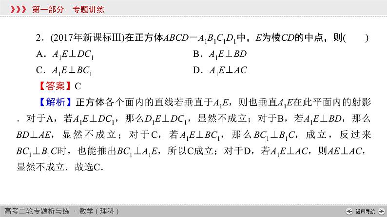 高考数学(理数)二轮复习专题3 第2讲《空间点、线、面位置关系》课件 (含详解)第6页