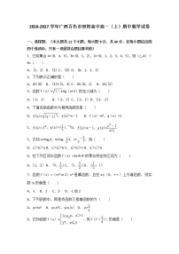 广西百色市田阳高中2016-2017学年高一上学期期中数学试卷 Word版含解析