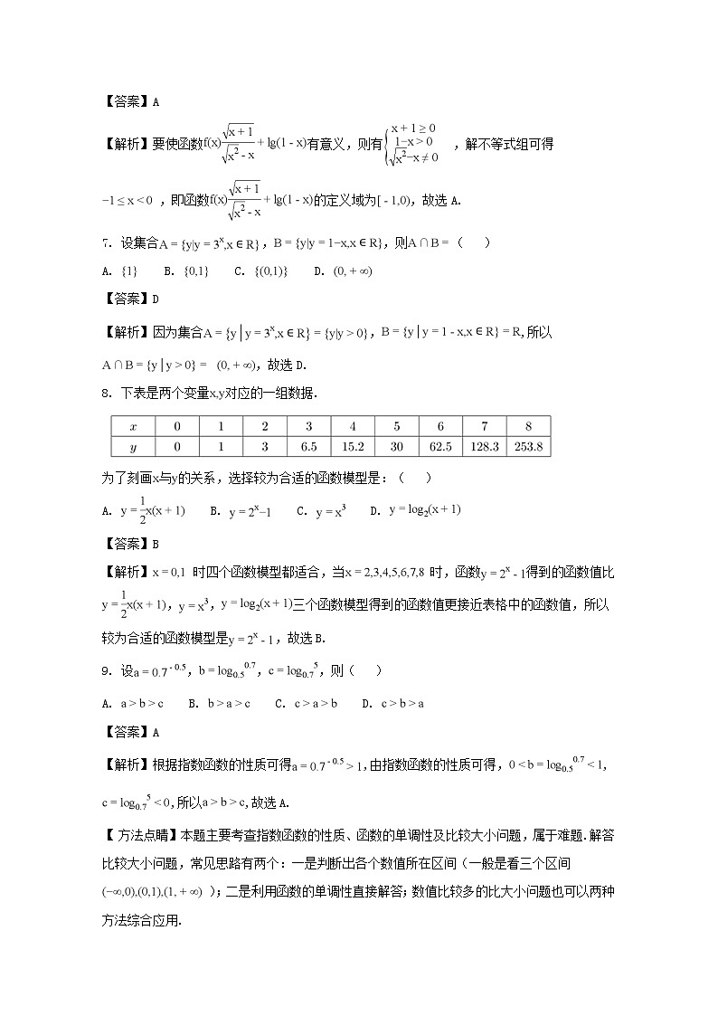 贵州省六盘水市实验一中2017-2018学年高一上学期期中考试数学试题 Word版含解析03