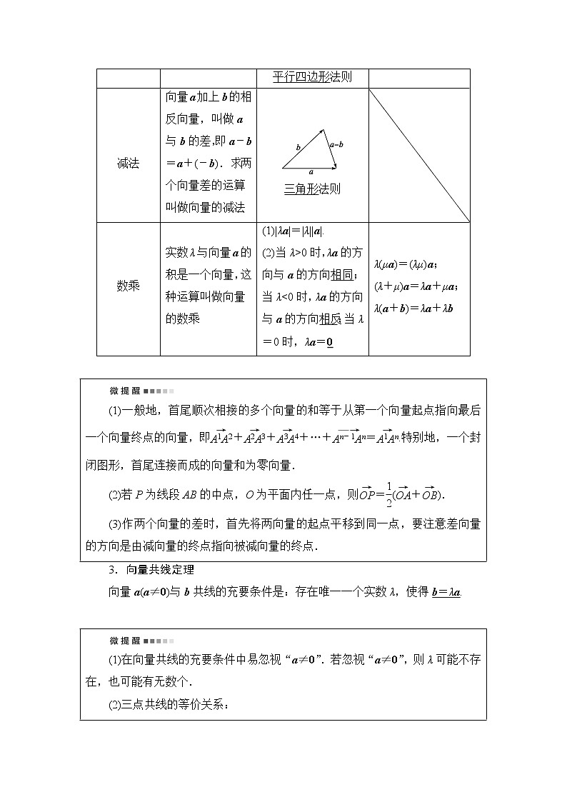 人教A版高考数学一轮总复习第5章第1节平面向量的概念与线性运算课时学案第3页