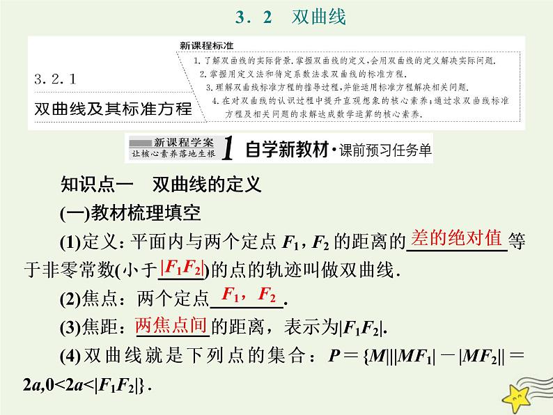 2022秋新教材高中数学第三章圆锥曲线的方程3.2双曲线3.2.1双曲线及其标准方程课件新人教A版选择性必修第一册第1页