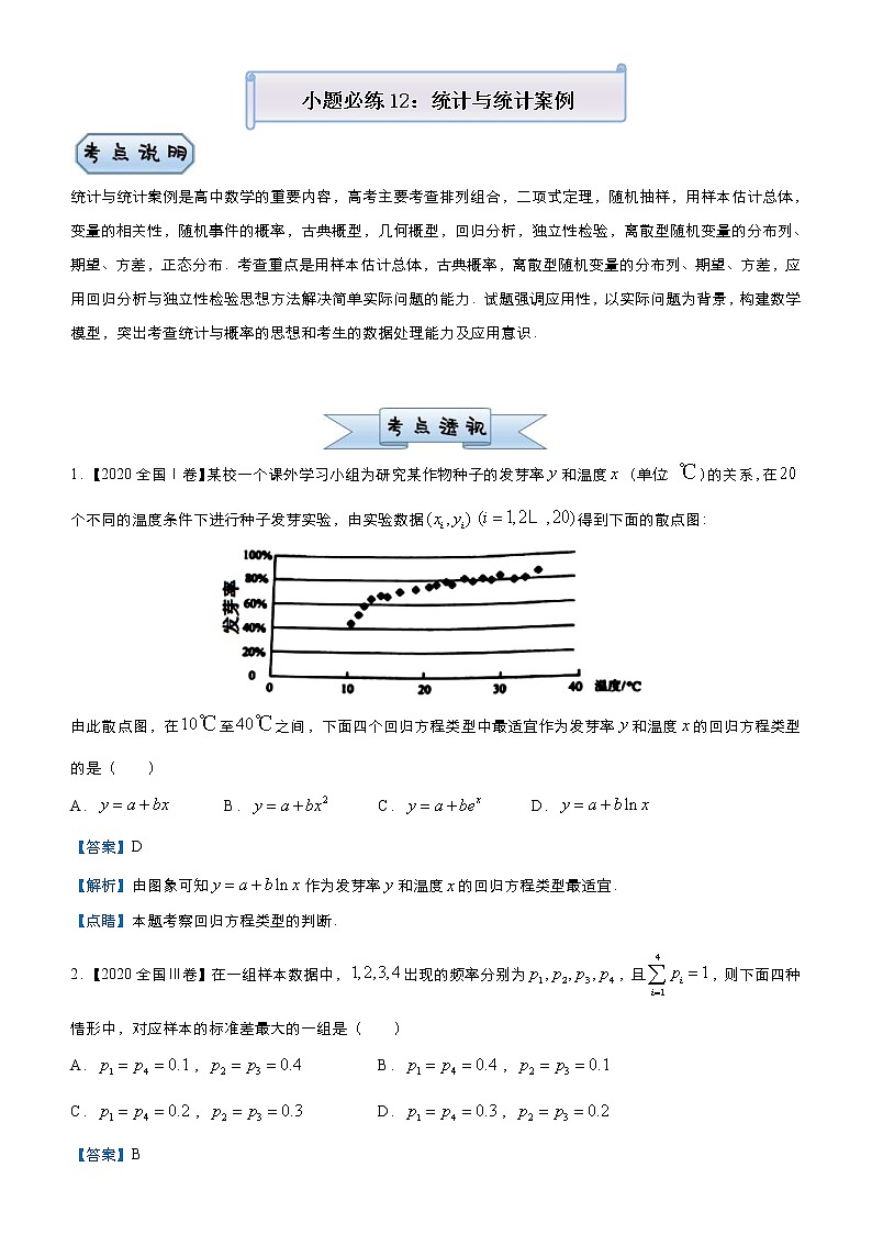 高考数学(理数)三轮冲刺复习小题必练12《统计与统计案例》(含解析) 第1页