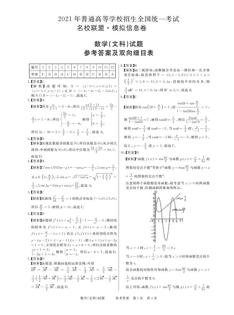 文数答案第1页
