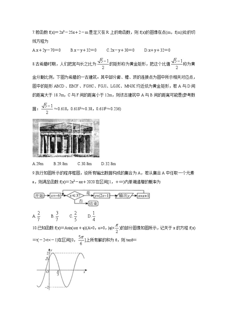 2021洛阳汝阳县高三上学期联考试题数学(理)含答案第2页