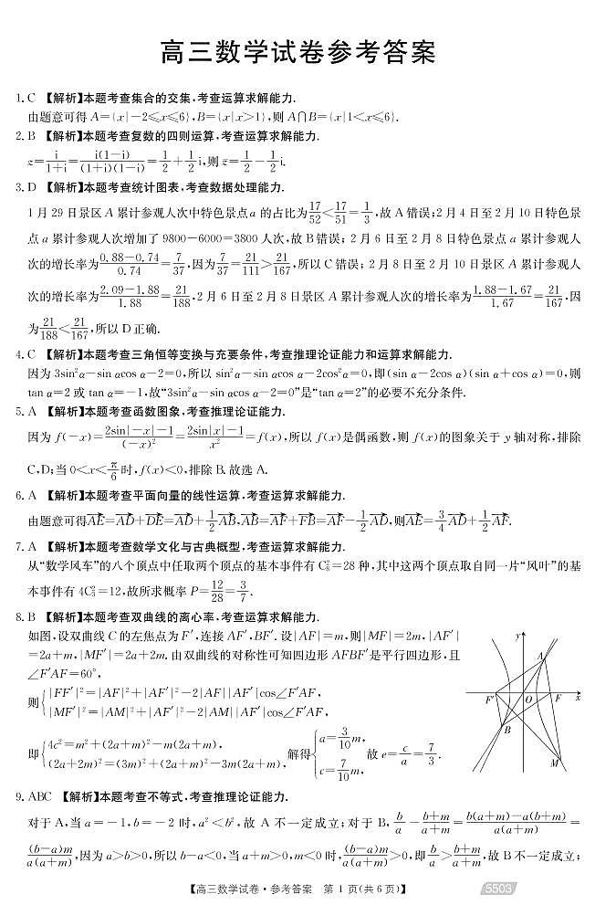 2021百万联考高三9月联考数学试题图片版含答案01