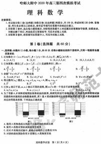 2020黑龙江省哈师大附中高三第四次模拟考试数学理科试题扫描版含答案