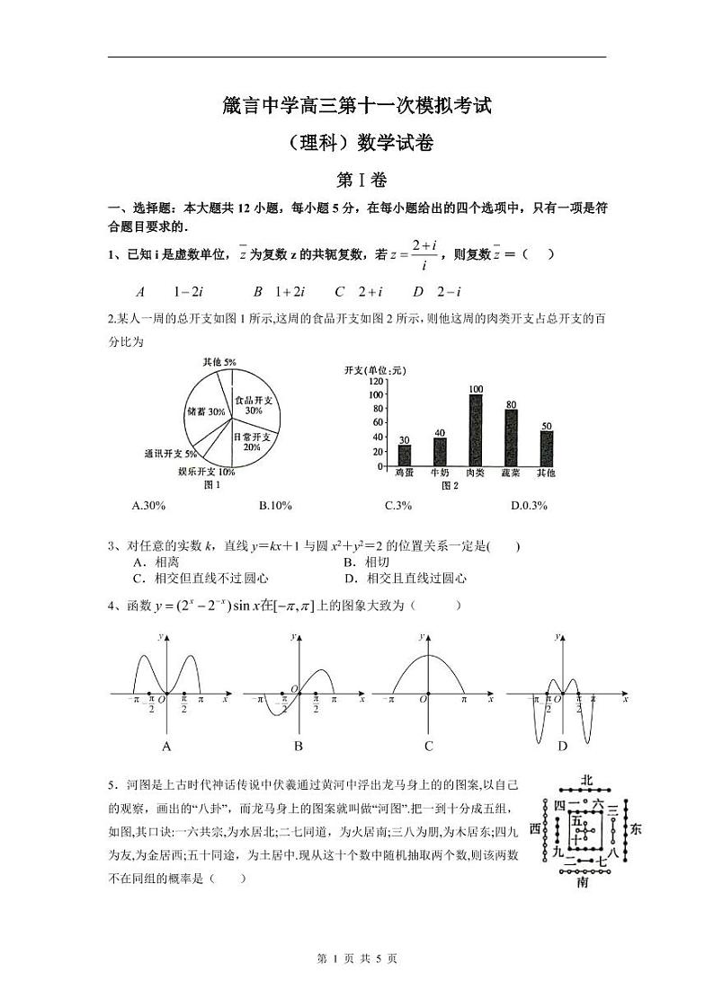 2020益阳箴言中学高三第十一次模拟考试(高考考前演练)试题(6月)数学(理)PDF版含答案01