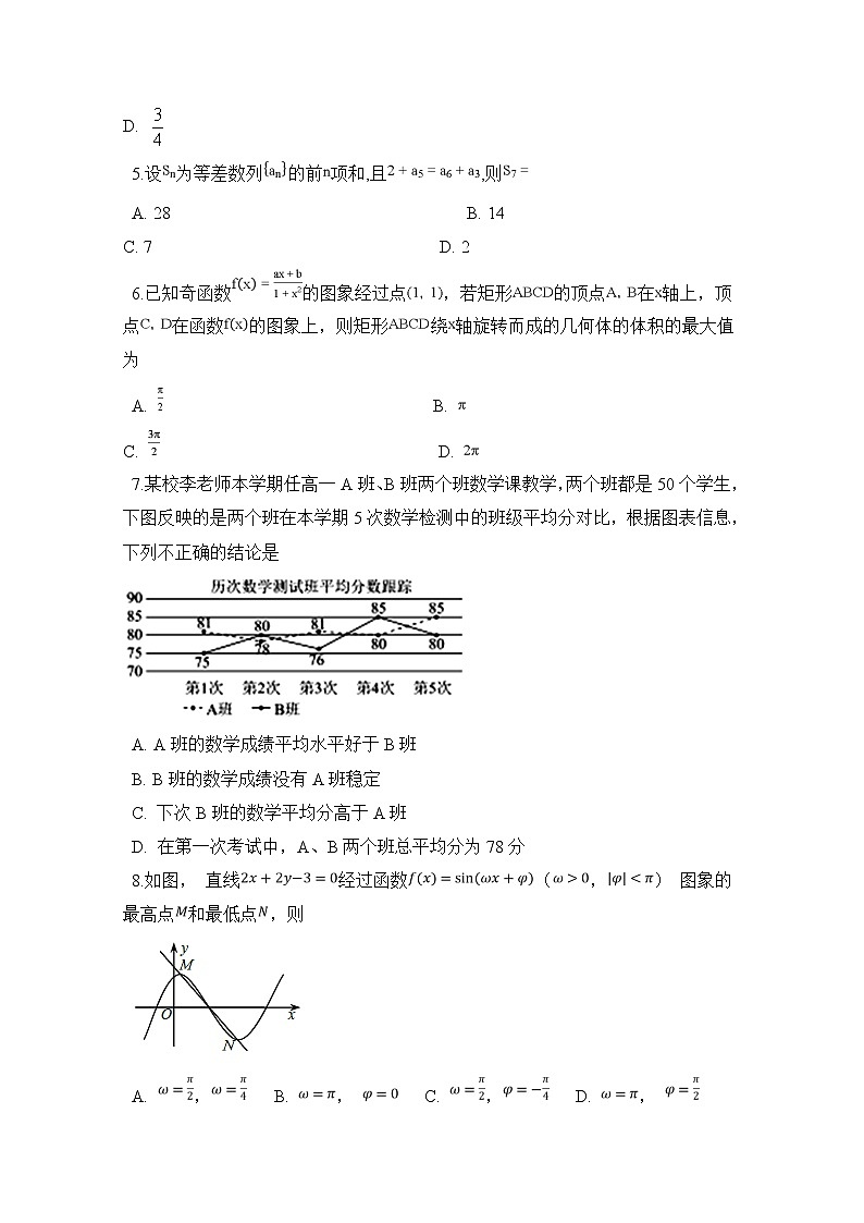 2020定远县育才学校高三6月模拟数学(文)试题含答案第2页