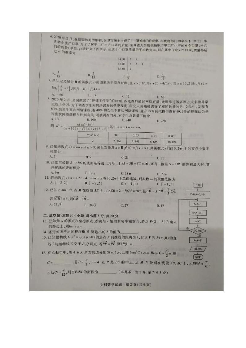 2020濮阳高三第二次模拟考试数学（文）试题PDF版含答案02
