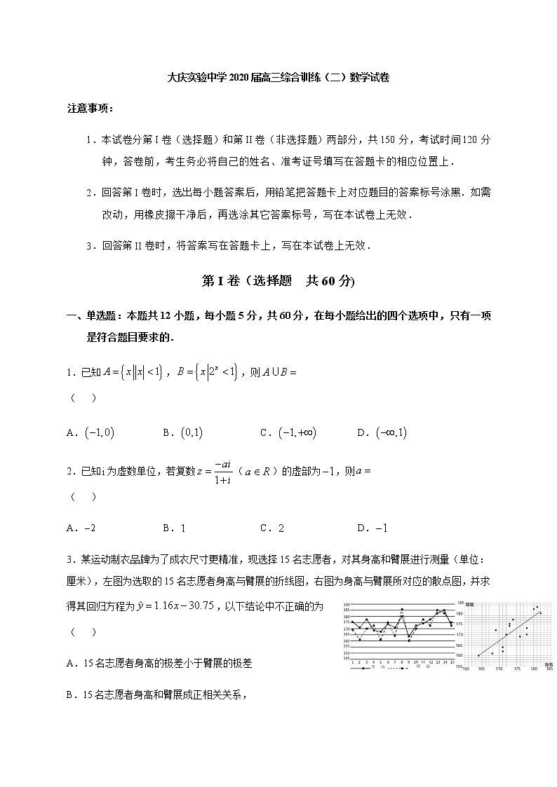 黑龙江省大庆实验中学2020届高三综合训练(二)数学(理)试题第1页