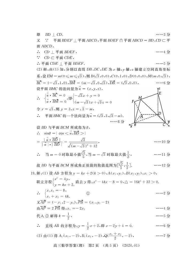 2020洛阳高三上学期第一次统一考试(1月)数学(理)含答案byfeng02