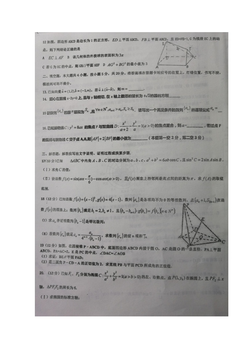 2020山东省寿光现代中学高三12月月考数学试题扫描版含答案03