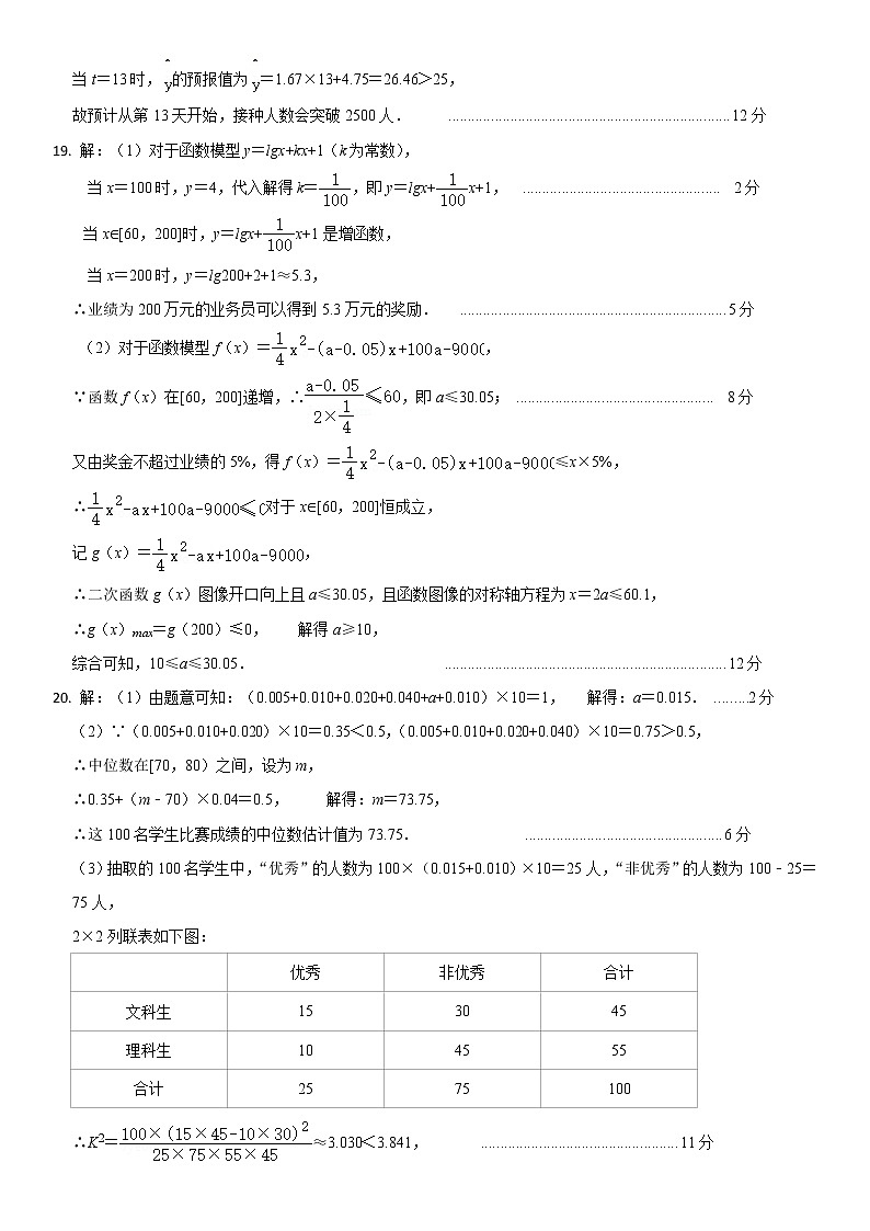 2020—2021学年下期期中高二文数答案第2页