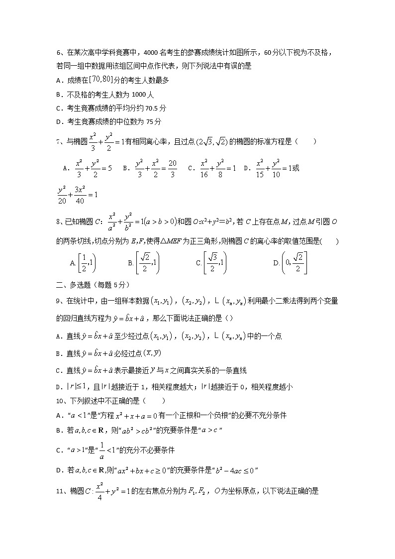 2021邯郸大名县一中高二(实验班)上学期10月月考数学试题含答案第2页