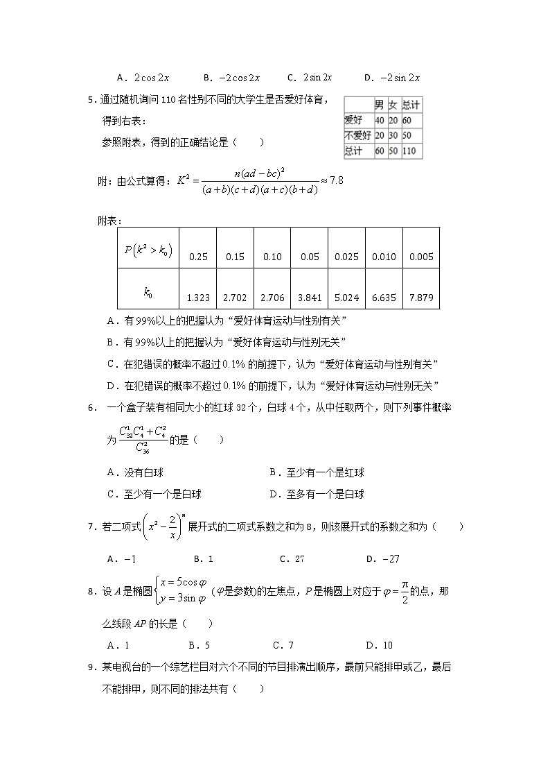 2020西藏山南二中高二下学期期末考试数学(理科)试卷含答案第2页