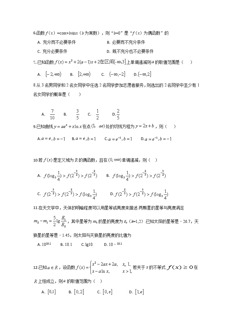 2020建瓯芝华中学高二下学期第一次阶段考试数学试题含答案第2页