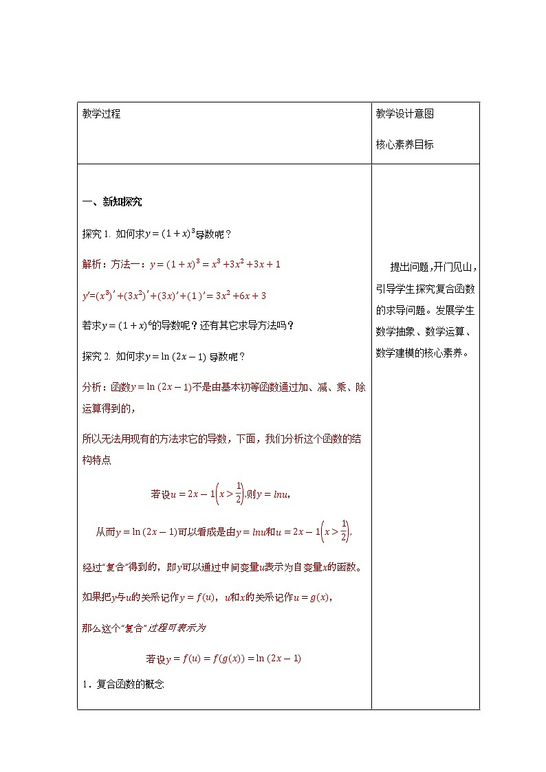高中數(shù)學(xué)選擇性必修二 5.2.3簡單復(fù)合函數(shù)的導(dǎo)數(shù)(教學(xué)設(shè)計)第3頁