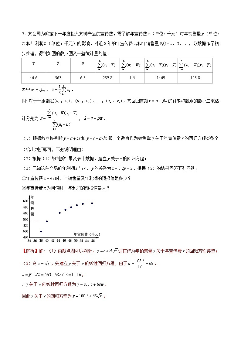 (新高考)高考数学三轮冲刺解答题核心考点练第9讲《回归分析与独立性检验》(解析版)第2页