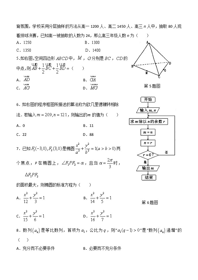 2022西安西安中学高二上学期期中考试数学(理)含答案第2页