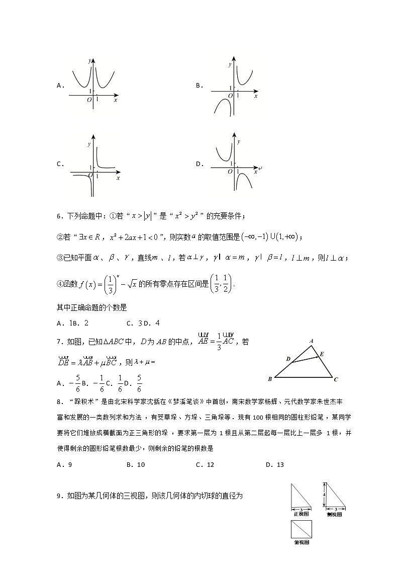 2021石嘴山三中高三补习班上学期期中考试数学(理)无答案第2页