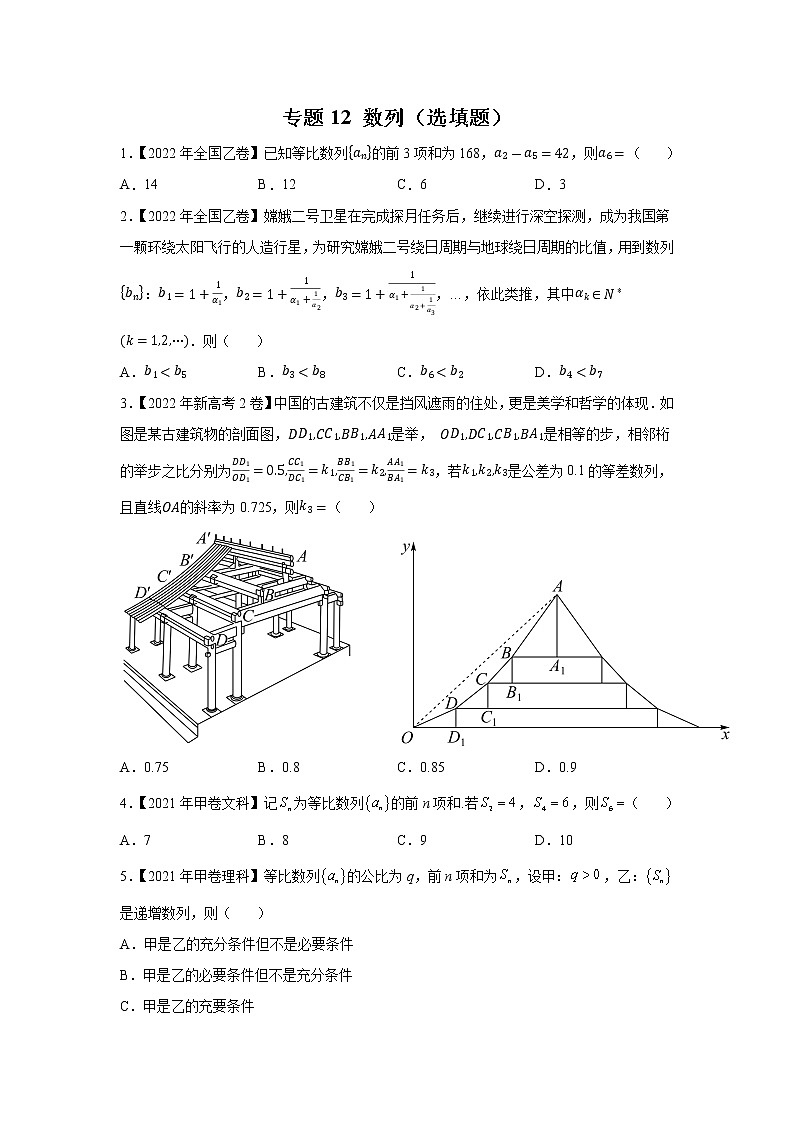 【2018-2022高考真题】高考数学五年真题汇编——专题12《数列(选填题)》(学生版)(全国卷地区通用)第1页