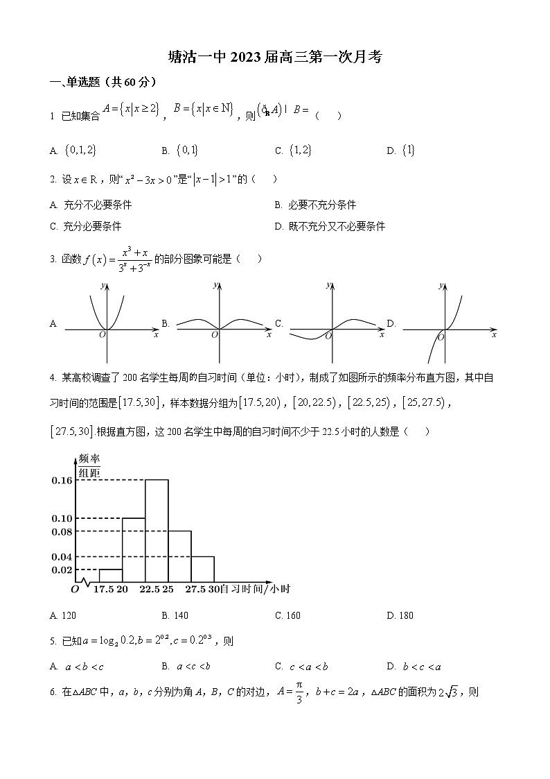 天津市滨海新区塘沽第一中学2022-2023学年高三上学期第一次月考数学试题第1页