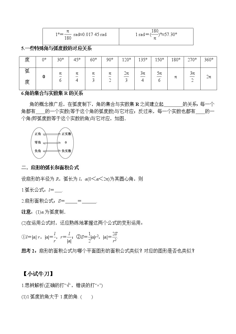 5.1.2 弧度制（学案）-2022-2023学年高一数学同步精品课堂（人教A版2019必修第一册）02