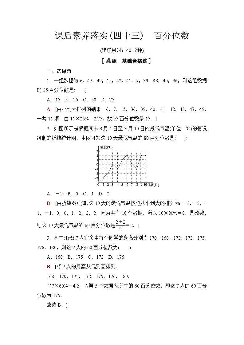 苏教版高中数学必修第二册第14章14.414.4.4百分位数课件+学案+练习含答案01
