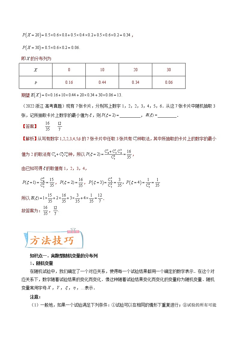 数学专题讲与练-考向41《离散型随机变量的分布列与数字特征》(六大经典题型)全能练(新高考地区专用)02